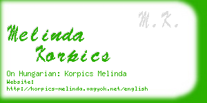 melinda korpics business card